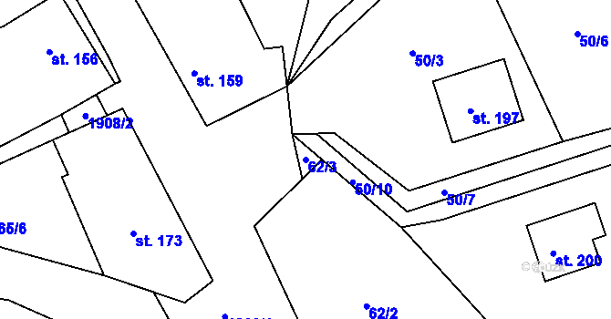 Parcela st. 62/3 v KÚ Semtěš u Bílého Podolí, Katastrální mapa