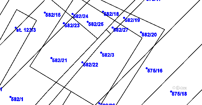 Parcela st. 582/3 v KÚ Starkoč u Bílého Podolí, Katastrální mapa