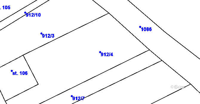 Parcela st. 912/4 v KÚ Starkoč u Bílého Podolí, Katastrální mapa