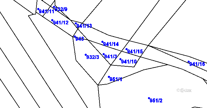 Parcela st. 941/3 v KÚ Starkoč u Bílého Podolí, Katastrální mapa