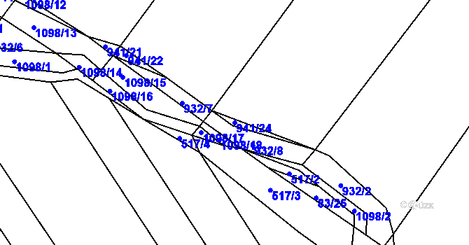 Parcela st. 941/24 v KÚ Starkoč u Bílého Podolí, Katastrální mapa