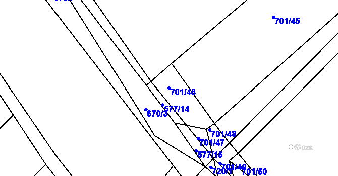 Parcela st. 701/46 v KÚ Starkoč u Bílého Podolí, Katastrální mapa