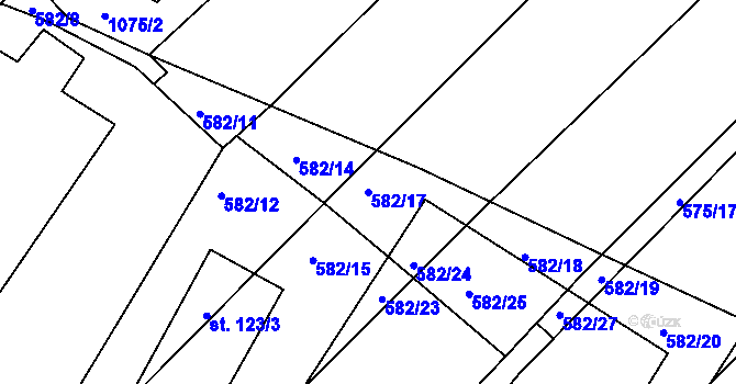 Parcela st. 582/17 v KÚ Starkoč u Bílého Podolí, Katastrální mapa