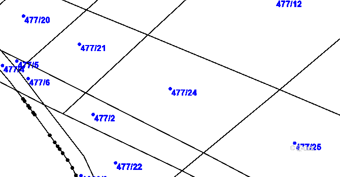 Parcela st. 477/24 v KÚ Starkoč u Bílého Podolí, Katastrální mapa