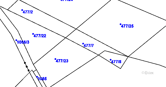 Parcela st. 477/7 v KÚ Starkoč u Bílého Podolí, Katastrální mapa