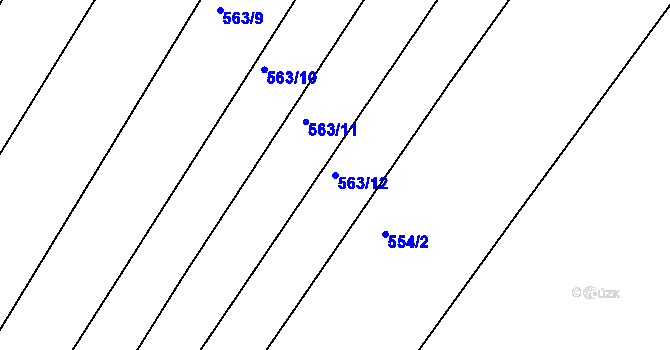 Parcela st. 563/12 v KÚ Zaříčany, Katastrální mapa