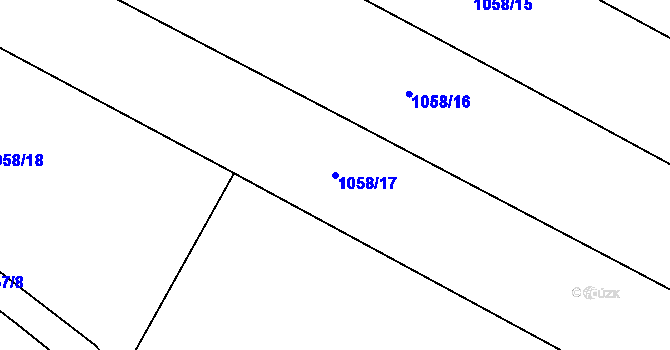 Parcela st. 1058/17 v KÚ Zaříčany, Katastrální mapa