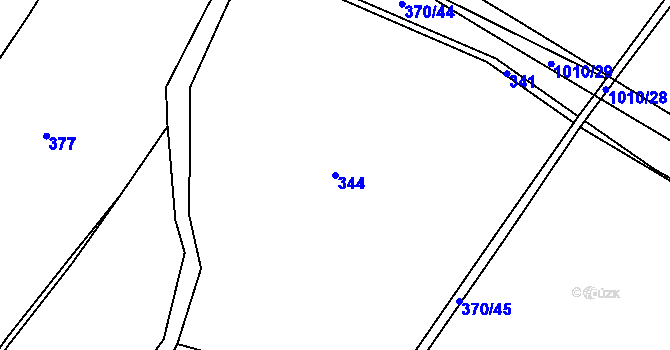 Parcela st. 344 v KÚ Bílé Poličany, Katastrální mapa