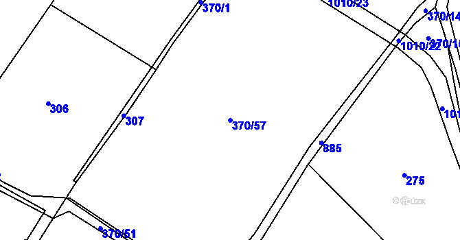 Parcela st. 370/57 v KÚ Bílé Poličany, Katastrální mapa