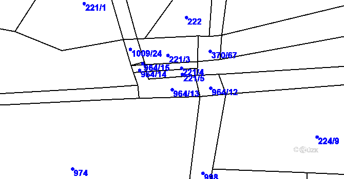 Parcela st. 964/13 v KÚ Bílé Poličany, Katastrální mapa
