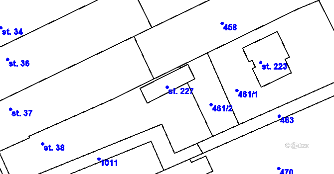 Parcela st. 227 v KÚ Bílé Vchynice, Katastrální mapa