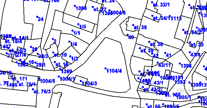Parcela st. 1004/1 v KÚ Bílence, Katastrální mapa