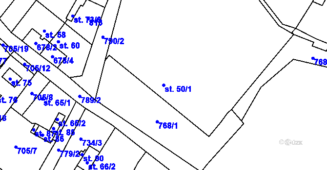 Parcela st. 50/1 v KÚ Škrle, Katastrální mapa