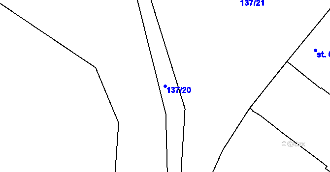 Parcela st. 137/20 v KÚ Škrle, Katastrální mapa