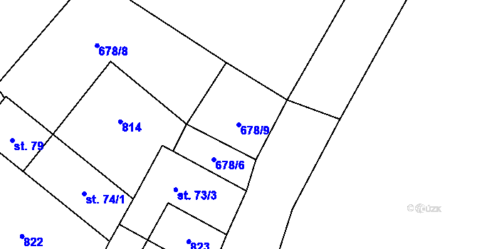 Parcela st. 678/9 v KÚ Škrle, Katastrální mapa
