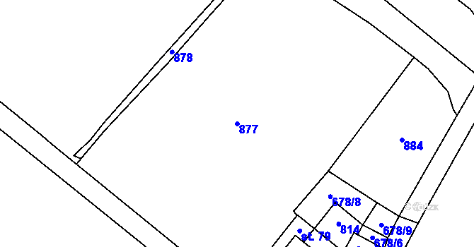 Parcela st. 877 v KÚ Škrle, Katastrální mapa