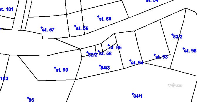 Parcela st. 58 v KÚ Bílenice, Katastrální mapa