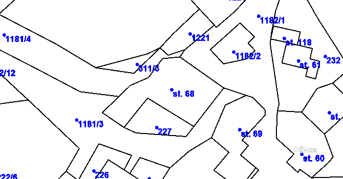 Parcela st. 68 v KÚ Bílenice, Katastrální mapa