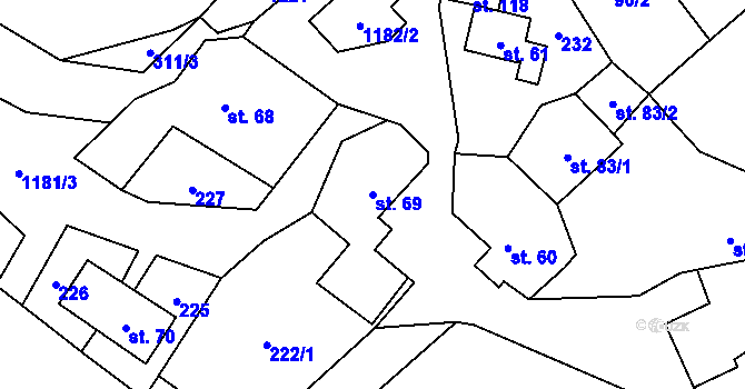 Parcela st. 69 v KÚ Bílenice, Katastrální mapa
