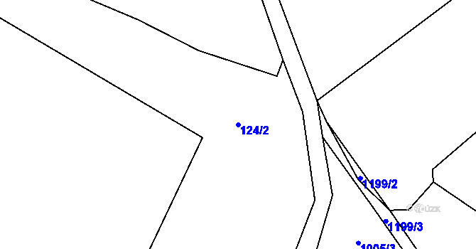 Parcela st. 124/2 v KÚ Bílenice, Katastrální mapa