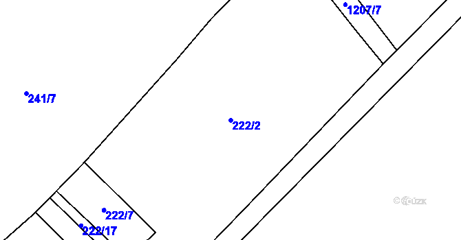 Parcela st. 222/2 v KÚ Bílenice, Katastrální mapa