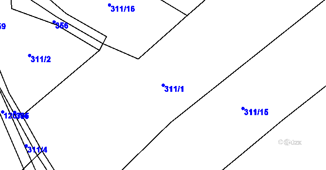 Parcela st. 311/1 v KÚ Bílenice, Katastrální mapa