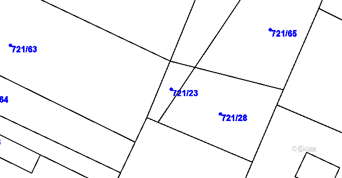 Parcela st. 721/23 v KÚ Bílenice, Katastrální mapa