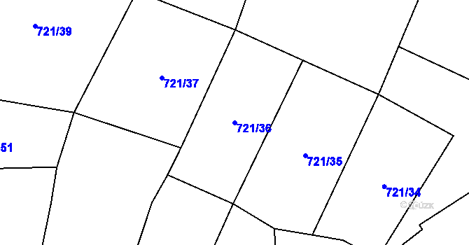 Parcela st. 721/36 v KÚ Bílenice, Katastrální mapa