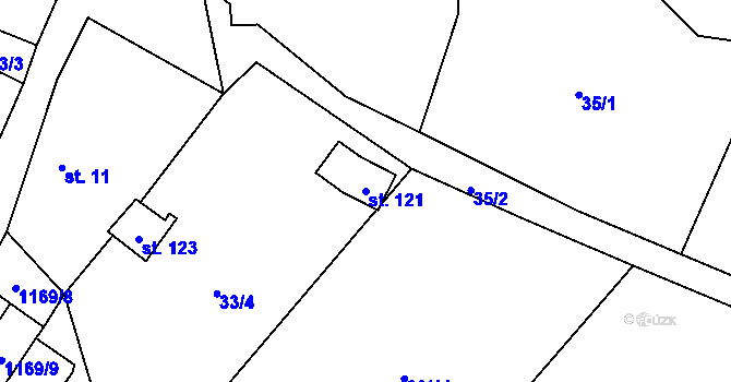 Parcela st. 121 v KÚ Bílenice, Katastrální mapa