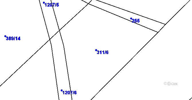 Parcela st. 311/6 v KÚ Bílenice, Katastrální mapa