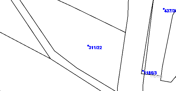 Parcela st. 311/22 v KÚ Bílenice, Katastrální mapa