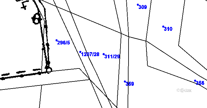 Parcela st. 311/29 v KÚ Bílenice, Katastrální mapa