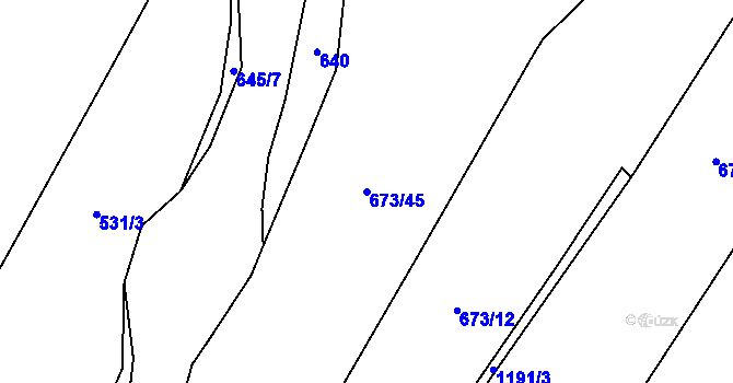 Parcela st. 673/45 v KÚ Bílenice, Katastrální mapa