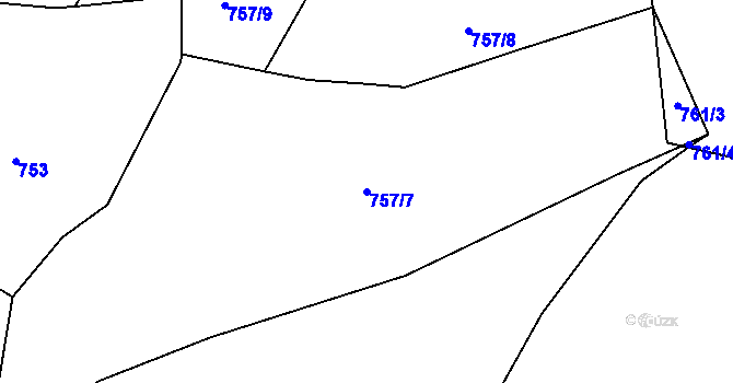 Parcela st. 757/7 v KÚ Bílenice, Katastrální mapa