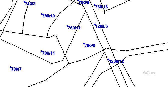 Parcela st. 780/8 v KÚ Bílenice, Katastrální mapa