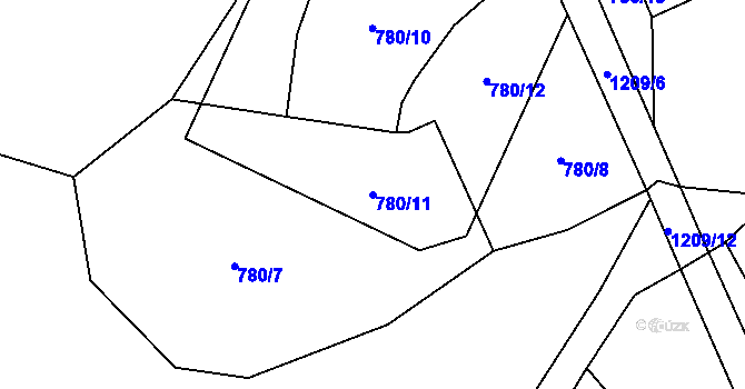Parcela st. 780/11 v KÚ Bílenice, Katastrální mapa