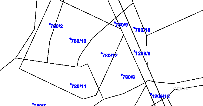 Parcela st. 780/12 v KÚ Bílenice, Katastrální mapa