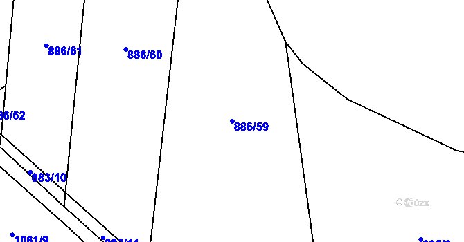 Parcela st. 886/59 v KÚ Bílenice, Katastrální mapa