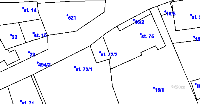 Parcela st. 72/2 v KÚ Bílichov, Katastrální mapa