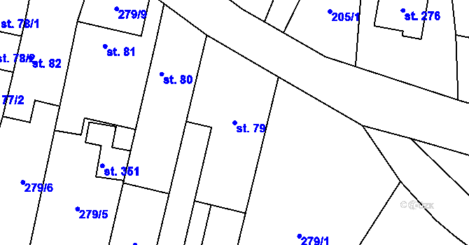 Parcela st. 79 v KÚ Bílichov, Katastrální mapa