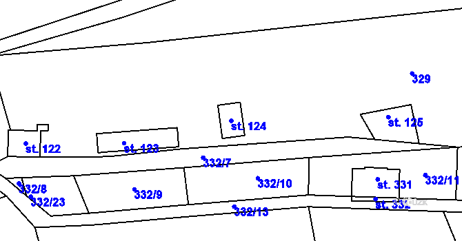 Parcela st. 124 v KÚ Bílichov, Katastrální mapa