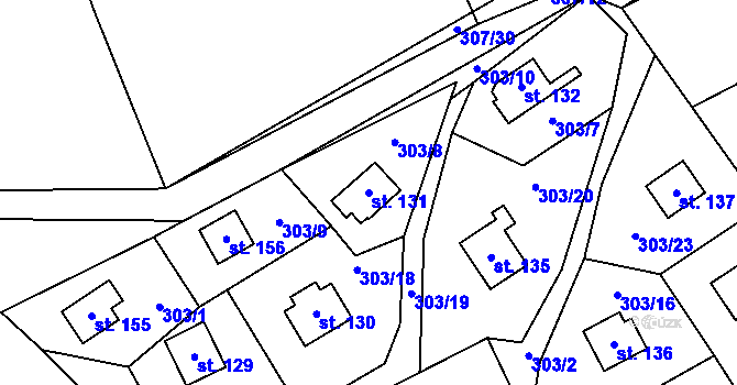Parcela st. 131 v KÚ Bílichov, Katastrální mapa