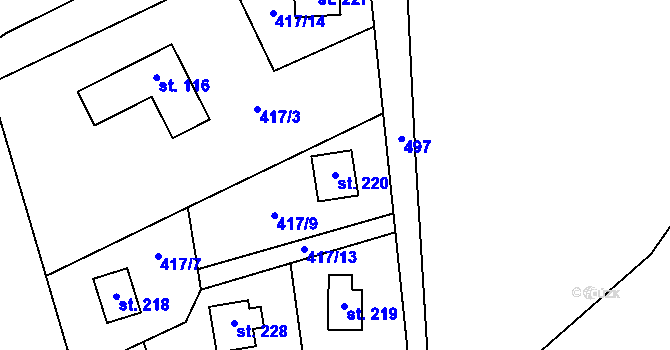 Parcela st. 220 v KÚ Bílichov, Katastrální mapa