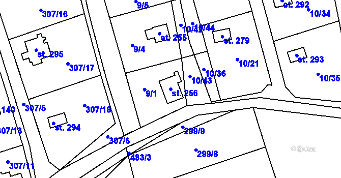 Parcela st. 256 v KÚ Bílichov, Katastrální mapa
