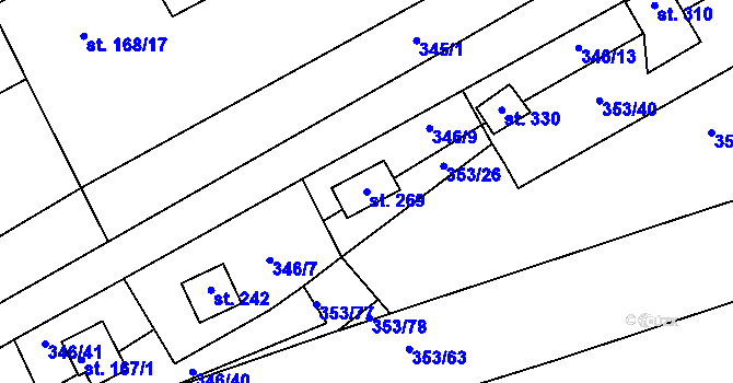 Parcela st. 269 v KÚ Bílichov, Katastrální mapa