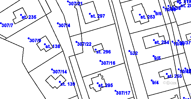 Parcela st. 296 v KÚ Bílichov, Katastrální mapa