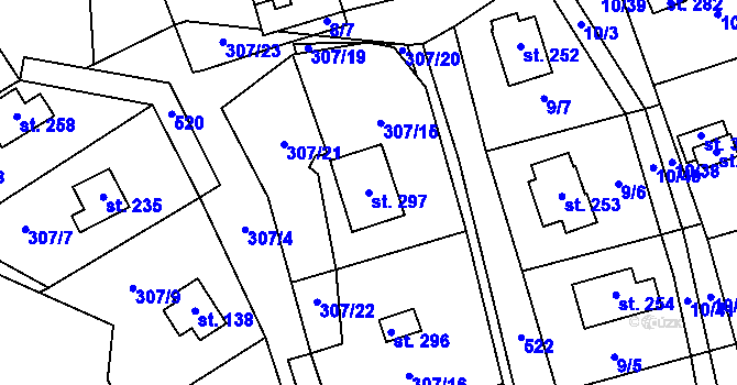 Parcela st. 297 v KÚ Bílichov, Katastrální mapa