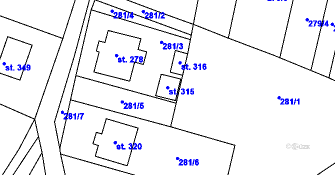 Parcela st. 315 v KÚ Bílichov, Katastrální mapa