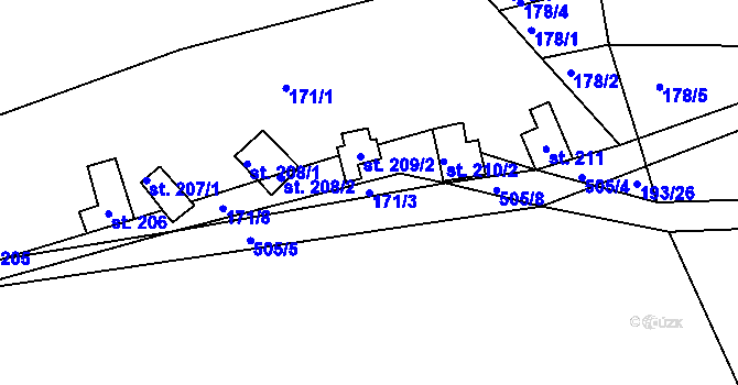 Parcela st. 171/3 v KÚ Bílichov, Katastrální mapa