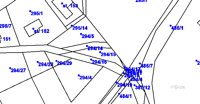 Parcela st. 294/15 v KÚ Bílichov, Katastrální mapa